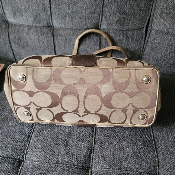 Coach Signature Stripe Framed Kisslock Carryall Y2K F13533 - Picture 8 of 14